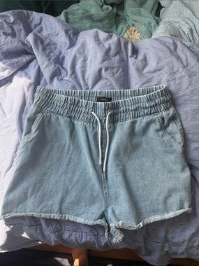 Forever 21 Light Blue Denim Drawstring Shorts